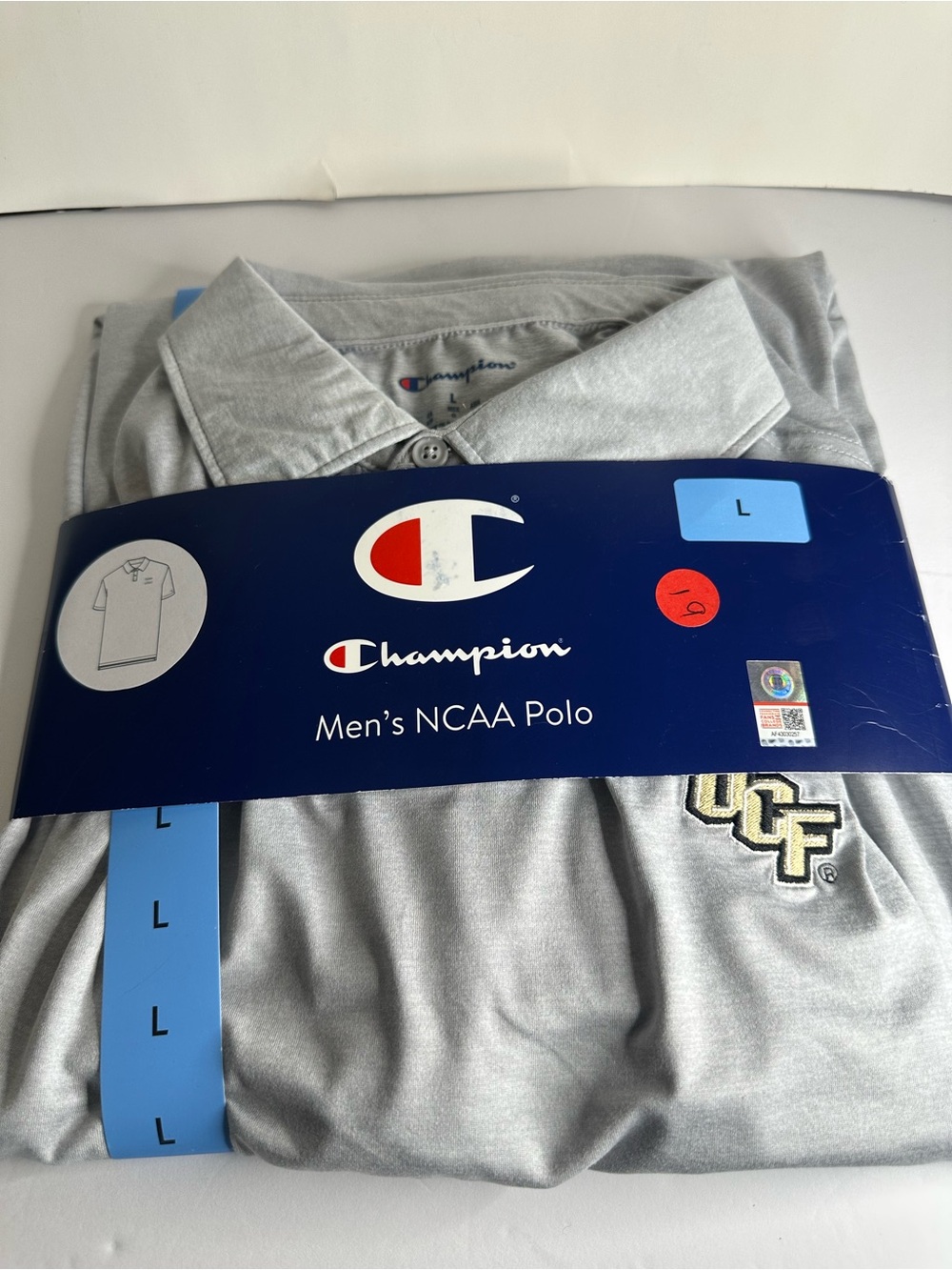 Champion Men’s Polo Shirt - Light Gray with UCF Logo